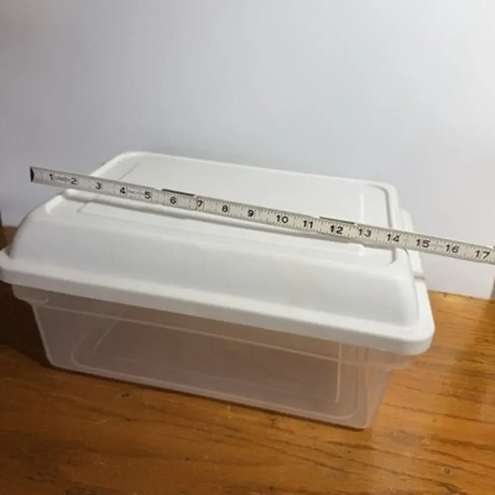 Vtg Rubbermaid High Hi Top 0135 Storage Box Tote Clear White Container Plastic